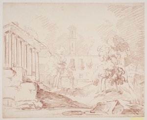 Italiensk prospekt med tempel og kirke af Jens Petersen Lund