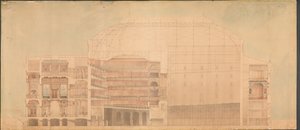 Det Kgl. Teater 1874. Længdesnit af Jens Vilhelm Dahlerup