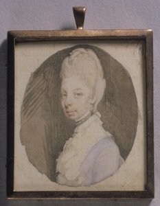 Portrætminiature af dronning Charlotte, ca. 1772 (wc på elfenben) af Jeremiah Meyer