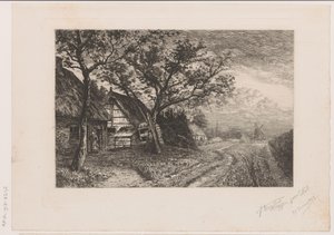 Landskab med gårde og mølle af Jerôme Tuyttens (signed by artist)