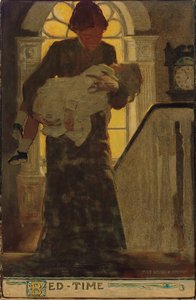 Sengetid, ca. 1902 (kul, akvarel og olie om bord) af Jessie Willcox Smith