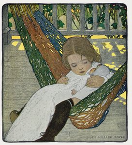 Vyngende babydukke i søvn af Jessie Willcox Smith