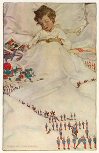 The Land of Counterpane (farve litho) af Jessie Willcox Smith