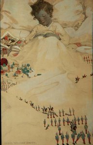 The Land of Counterpane (farve litho) af Jessie Willcox Smith