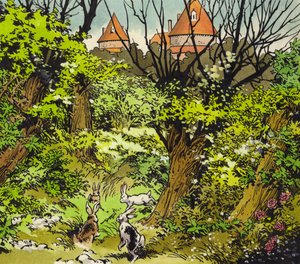 Eventyrslot (gouache på papir) af Jesus Blasco