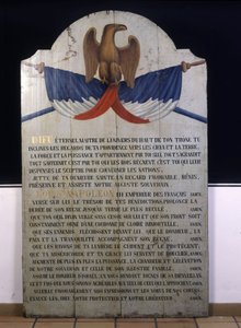 Indskrift på træ: Jødisk bøn på fransk for kejser Napoleon III. 1800-tallets Alsace af Jewish School