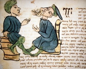 Jødedom: Repræsentation af en rabbiners læring. 15. århundredes manuskript. Biblioteca Palatina, Parma af Jewish School