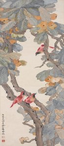 Paradisfugle i et Loquat-træ, 1926 af Jin Cheng