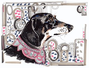 Lacey Gravhunden, 2013, (pen, blæk på papir)