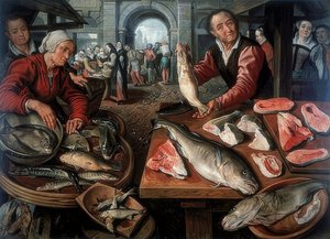 Fiskemarked. 1599 af Joachim Beuckelaer