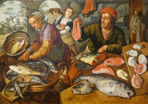 Fransk: Le Marché aux poissons Fiskemarked af Joachim Beuckelaer