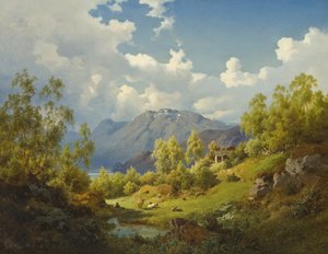 Landskab, Motiv fra Nummedalen i Norge, 1850