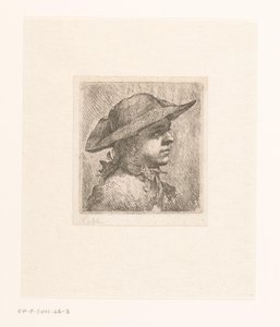 Portræt af en ung mand med en hat af Joachim Martin Falbe (attributed to)