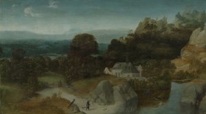 Landskab med Sankt Antonius Abbeds fristelse af Joachim Patinir (workshop of)