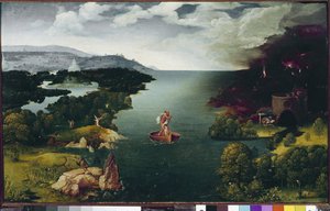 Landskab med Charon Crossing the Styx. (olie på træ, ca. 1515-1524)