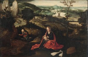 The Rest on the Flight into Egypt (olie på panel) af Joachim Patinir