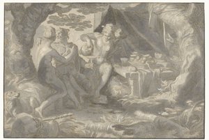 Lot og hans døtre af Joachim Wtewael or Utewael