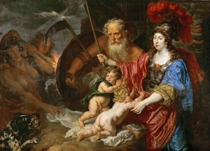 Barok: Minerva og Saturn beskytter kunst og videnskab mod misundelse og falskhed - Minerva og Saturn beskytter kunst og videnskab mod misundelse og falskhed af Sandrart, Joachim, von (1606-1688)