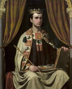 Le roi de Castille Alphonse X le sage (Alfonso X el Sabio) (1221-1284) - Portræt af Alfonso X (1221-1284), kongen af ​​Castilla - maleri af Dominguez Becquer, Joaquin (1817-1879) - - Ayuntamiento de Sevilla
