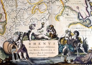 Allegori om Rhinen - i "Atlas Novus"" af Joan Blaeu