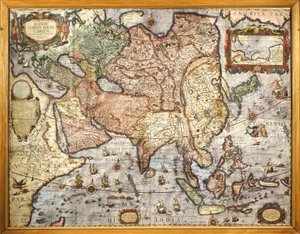 Kartografi, kort over Asien. Fra Atlas af Joan Blaeu (1596-1673), trykt i 1686 af Joan Blaeu
