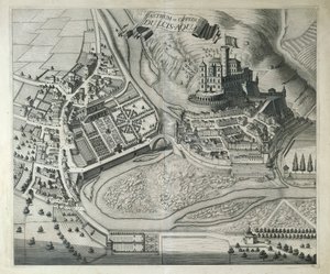 Italien, Dolceacqua, Landsbyen Dolceacqua (Imperia) fra Theatrum Regiae Celsitudinis Savoy af Joan Blaeu, Amsterdam af Joan Blaeu