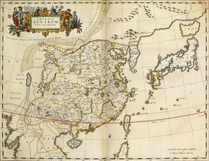 Kort over Kina, fra "Atlas Cosmographia Blaviana", 1662 af Joan Blaeu