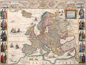 Kort over Europa fra Blaeu Atlas af Joan Blaeu