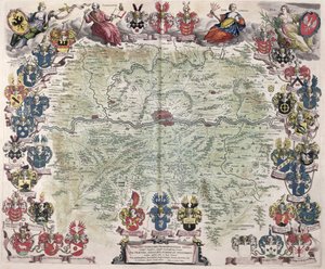 Kort over Frankfurt og omegn, fra "Nova Hanc Territori Francofurtensis Tabulum", 1649