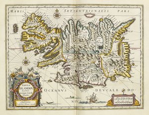 Kort over Island, fra "Atlas Cosmographia Blaviana", 1662 af Joan Blaeu