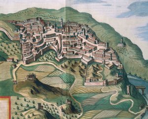 Kort over Narni, fra Theatrum civitatum et admirandorum Italiae af Joan Blaeu, gravering af Joan Blaeu