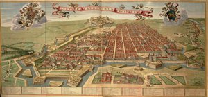 Kort over Torino, gravering fra Theatrum Sabaudiae af Joan Blaeu, trykt i Italien af Joan Blaeu