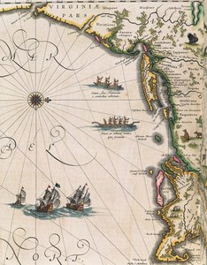 Kort over Virginias kyst, fra Theatrum Orbis Terrarum af Joan Blaeu