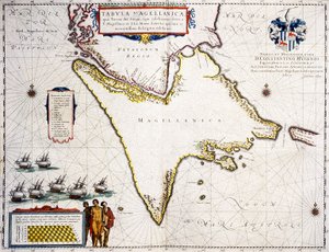 Tabula Magellanica : kort over Magellan-strædet af Joan Blaeu