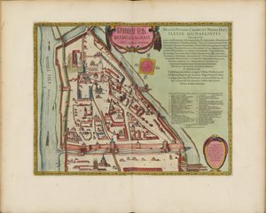 Moskva Kreml-kort fra det 16. århundrede (Castellum Urbis Moskvae), ca. 1600 (gravering og akvarel) af Joan Blaeu