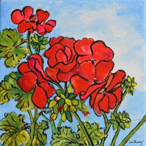 Geranium, 2017 (akryl) af Joan Thewsey