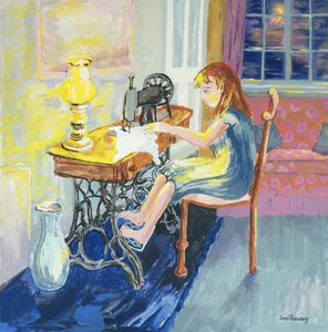 Pigesyning, 2000, olie på lærred af Joan Thewsey