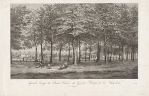 Udsigt over Baan i Haarlem Baan uden for Groot Houtpoort i Haarlem i 1809 (titel på objekt) af Joannes Pieter Visser Bender