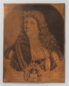 Kobberstikplade med portræt (bryststykke) af Cornelis Speelman 1640-1684, generalguvernør i Hollandsk Ostindien 1681-1684 af Joannes de Jongh
