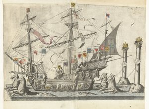 Het schip Victoria, nr. 5 Begrafenisoptocht van keizer Karel V, 1558 (serietitel) Den storslåede og overdådige Funeral Pump, opført ved Obseques & Funerals af den meget store og meget sejrrige kejser Charles Fifth, fejret i byen Bruxelles