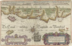 Kort over den engelske kyst mellem Isle of Wight og Dover Beskrivelsehe der zee Custen van Englandt tuschen Wicht ende Doueren (...) (titel på objekt)