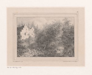 Grøft og to huse af Joannes van Liefland