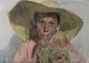 Barn, der spiser vindruer af Joaquin Sorolla
