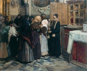 Kissing the Relic af Joaquín Sorolla