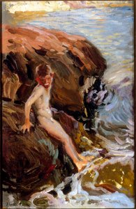 Dreng på klippen Jarea . Peinture de Joaquin Sorolla y Bastida,(1863-1923) Huile sur toile; Collection privee.