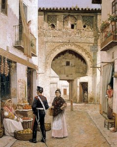 Grønthandler i Granada, 19. århundrede (oliemaleri) af Joaquin Turina Arenal