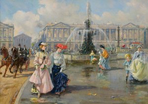Place de la Concorde, ca. 1872 (olie på lærred) af Joaquín Pallarés Allustante