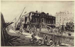 Nedrivning af Devonshire House (litho) af Job Nixon