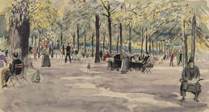 The Tuileries Gardens, Paris, ca. 1925 (blæk & wc på papir)