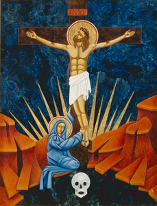 Crucifixion, 2005 (æggetempera og 24k guld på træ)